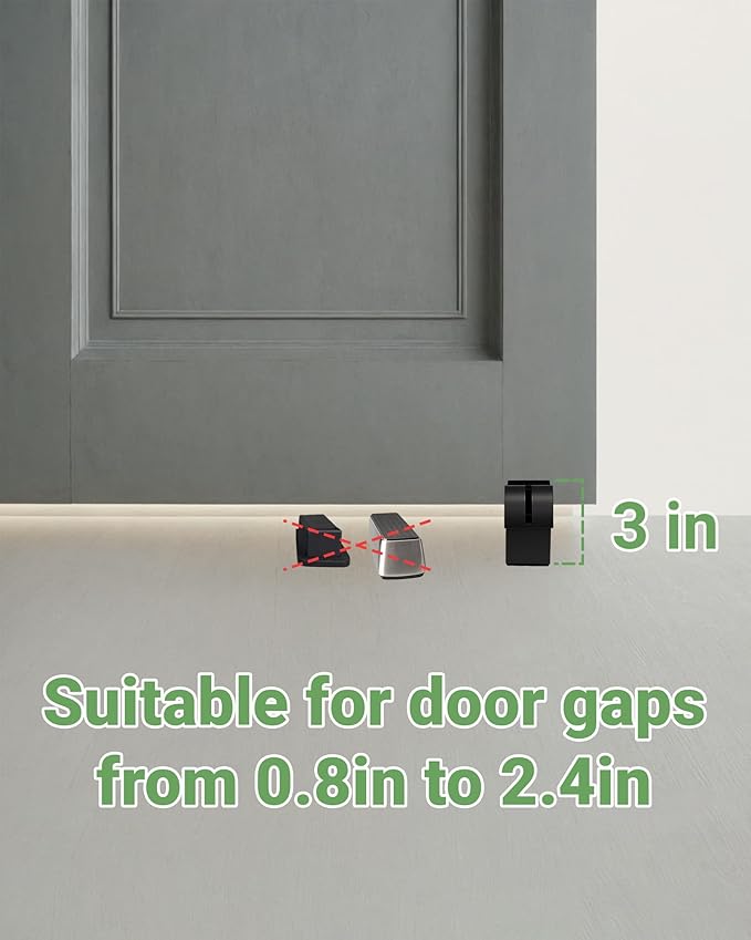Large Door Stopper - Metal Door Wedge, Tall Door Stopper, Spring Rubber for Extra Strong Grip (Black, 1 Pack)