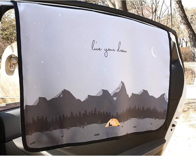 BEBEDECO Magnetic Car Sun Shade Curtain for Side Window – Sun Blocker and UV Protector for Baby, Kids, and Pets – Universal Fit with Built-in Magnets for Steel-Framed Door (Be-Camping Curtain)