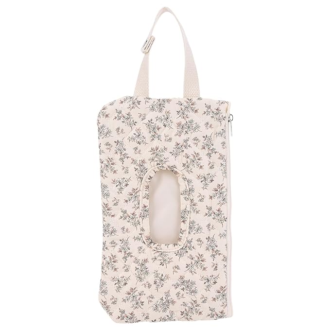 HIBEAR Quilted Diaper Wipe Pouch Portable Mommy Bag Refillable Floral Baby Wipe Holder for Travel Stroller Daily Casual (Floral C)