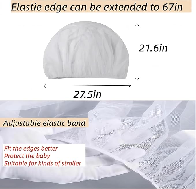 Universal Mosquito Net for Strollers - 2 Pack Breathable Insect Netting Protection for Babies, Fine Mesh Bug Screen Cover for Infant Car Seats, Cribs, and Playpens