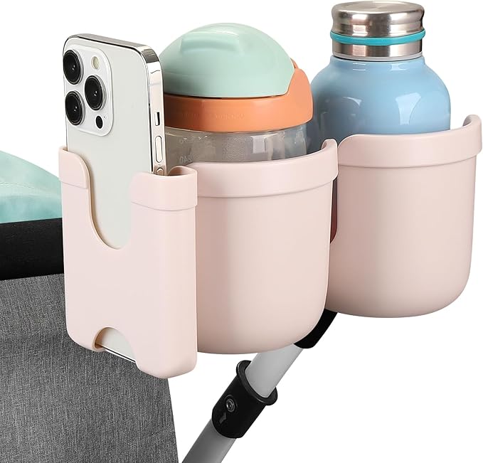 Accmor Stroller Cup Holder with Phone Holder, Bike Cup Holder, Universal Cup Holder for Uppababy Nuna Doona Strollers, 2-in-1 Cup Phone Holder for Stroller, Bike, Wheelchair, Walker, Scooter