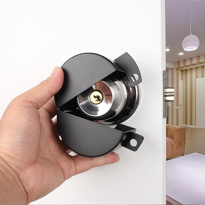 Door Knob Lockout Device Child Safety Doorknob Locking Cover Door Handle Lock,Prevents Access to Keyholes, Turing and Operating Door Knob, Black
