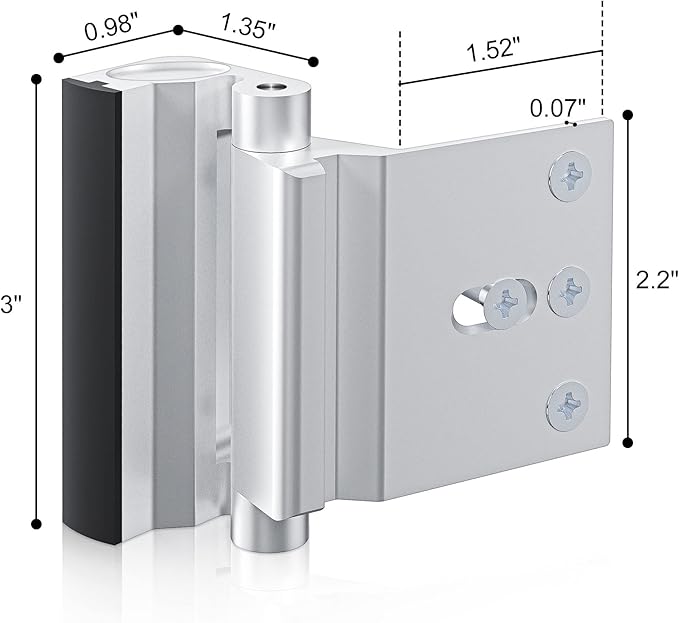 Door Reinforcement Lock Withstands 800lbs of Force - Silver Extra Child Proof Door Lock with 8 Screws Prevents Unauthorized Entry,Add a Door Security Lock for Home Safety & Privacy