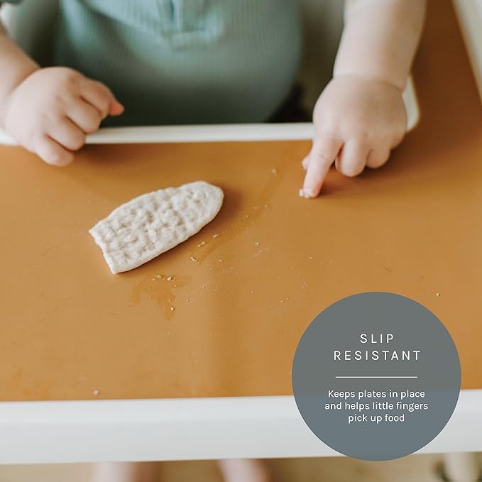 Yeah Baby Goods Placemats Compatible with IKEA Antilop High Chair (Boho Brown) - Slip-Resistant & Food-Grade Silicone High Chair Mat for High Chair Tray - Easy Clean High Chair Accessory