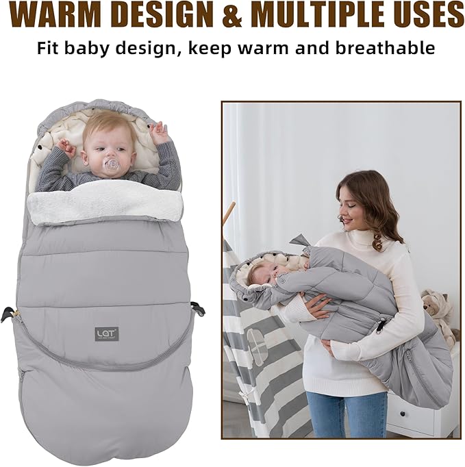 LAT Baby Warm Bunting Bag Universal,Extended and Removable,Stroller Sleeping Bag Cold Weather,Waterproof Toddler Footmuff