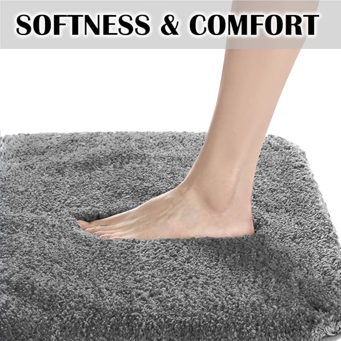 Suchtale Non Slip Bath Mat (16 x 24, Dark Grey) for Bathroom, Soft Microfiber Shaggy Mat Machine Washable Thick Plush Rug for Shower