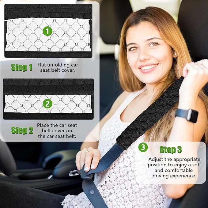 WSSROGY 5 Pack Soft Comfort Car Seatbelt Cover Protector Pads Strap for Protecting Neck and Shoulder (Black)