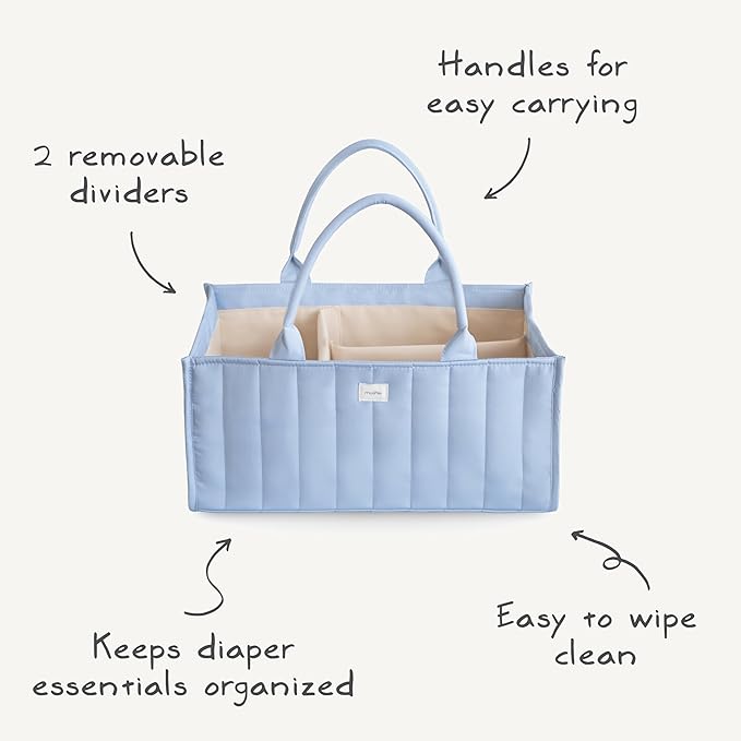 mushie Baby Diaper Caddy | Newborn Essentials Organizer for Diaper Changing Station (Pastel Blooms)