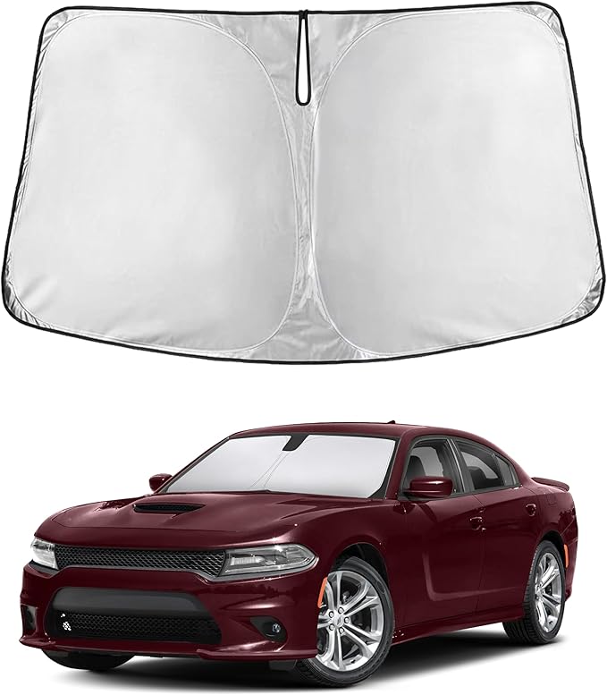 EcoNour Windshield Sun Shade for Dodge Charger 2011–2021 2022 2023, Sun Visor for Front Windshield & Window Sunshade Cover, UV Heat Blocker & Protector, Car Accessories