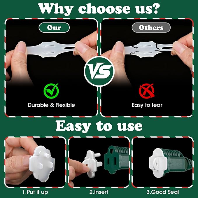 60 Sets Weatherproof Gaskets and Plug Covers Outdoor Waterproof Outlet Plug Covers Extension Gfci Electric Cord Protectors Christmas Lighting Installation Weatherproof Gaskets Kits Stop Gfci Tripping