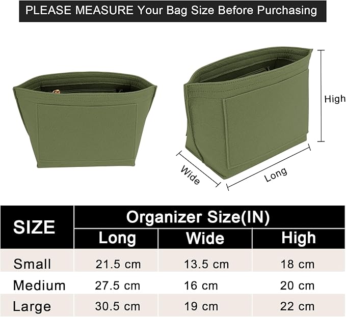Felt Purse Organizer Insert for Longchamp Le Pliage M Handbag Insert (Forest Green, Medium)