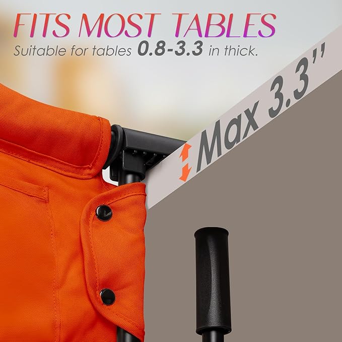 Hook on High Chair,Portable Foldable High Chair for Babies 6-36 Months, Includes Storage Bag (Orange)