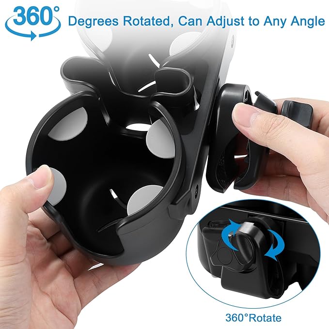 Accmor Stroller Cup Holder with Phone Holder, Bike Cup Holder, Universal Cup Holder for Uppababy Nuna Doona Strollers, 2-in-1 Cup Phone Holder for Stroller, Bike, Wheelchair, Walker, Scooter