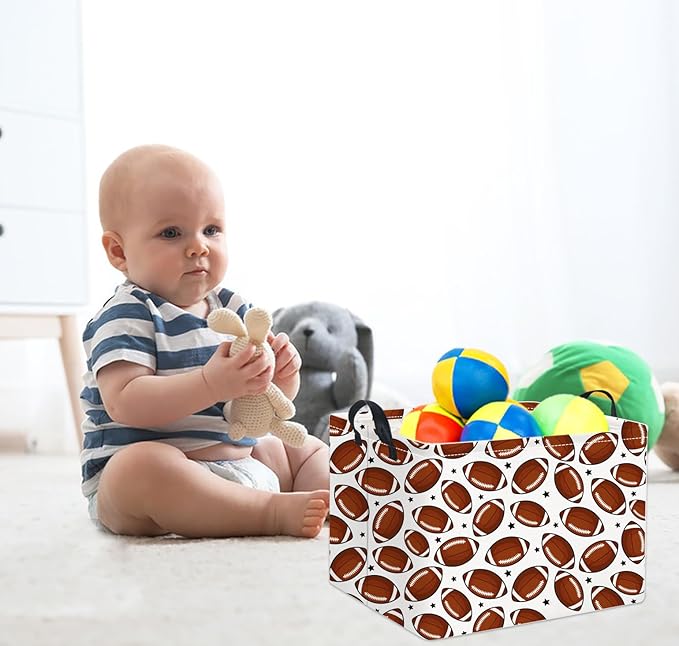 TIBAOLOVER Rectangular Football Basket Kids Baby Storage Basket Cute Kids Toy Storage Bin Organizer Shelf Book Sports Footballl Room Decor(Football)