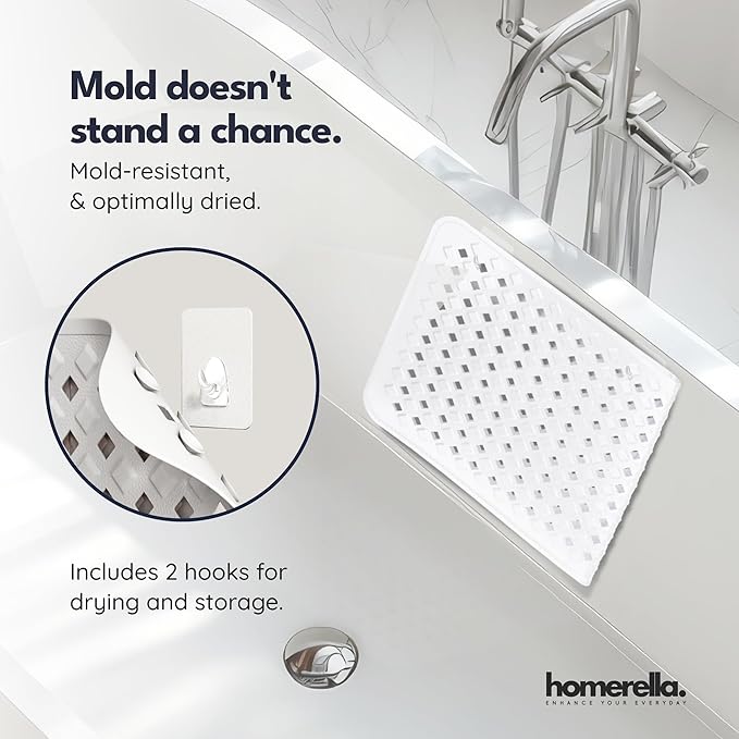 Bath Tub Mat Non Slip Anti Mold for Kids BPA Free INCL Hooks - homerella® Ocean Sea Animals 28x16, Baby Bath Mat Non Slip 200 Suction Cups, Non Toxic Machine Washable Toddler Bath Mat, EU Certified