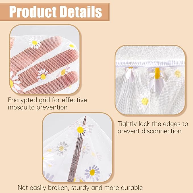 BQSAZHYJ Mosquito Net for Stroller,Baby Pram Net Portable Star Print Stroller Netting Cover Perfect Bug Net for Strollers,Bassinets,Mini Crib,Cradles and Playards (White Star), yecwz002