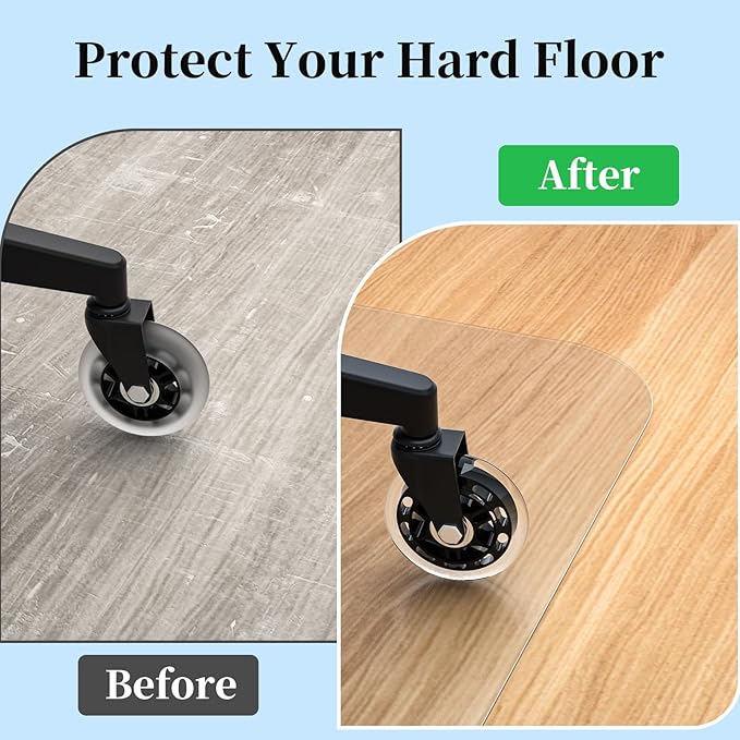 Tonaus Chair Mat for Hard Floor Office Chair Mat Desks Mats Large 48"×36" (3'x4'),Transparent Clear PVC Floor Protector for Home Office Study Wooden Floors, Not for Carpet