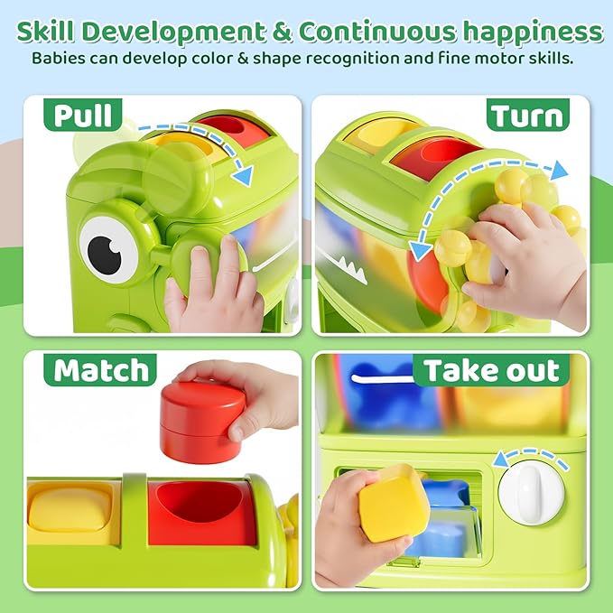 Aprilwolf Montessori Shape Sorter Learning Toys for 1 Years Old, Baby Toys 12-18 Months with 6 Sensory Shape Blocks, Developmental Infant Birthday Gifts for Toddler Age 1 2 3