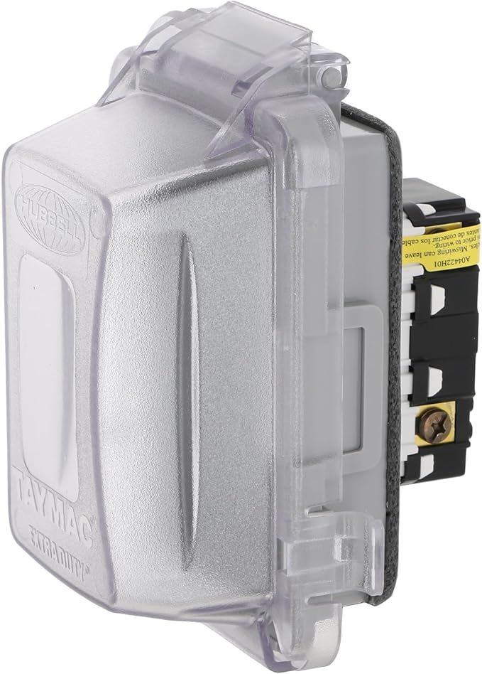 TayMac MG420CS Nonmetallic Extra Duty Complete in-Use Cover 15 Amp WRTR Self Test GFCI Kit, 1-Gang, Clear/Gray