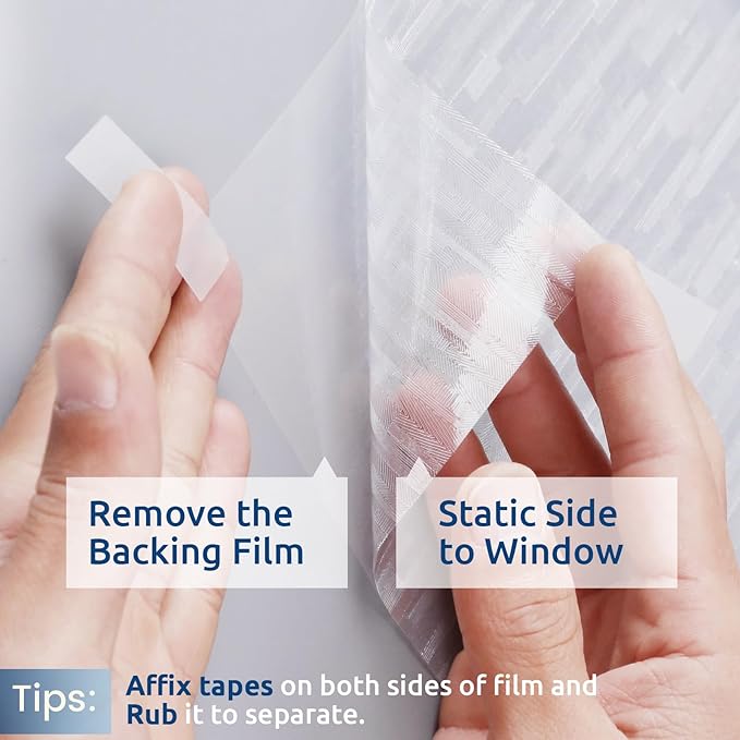 rabbitgoo Window Privacy Film, No Glue Frosted Glass Film, Static Cling UV Blocking Non Adhesive Reusable Heat Control Window Vinyl Clings for Home, Office, Frosted Silk, 11.8 x 78.7 Inches
