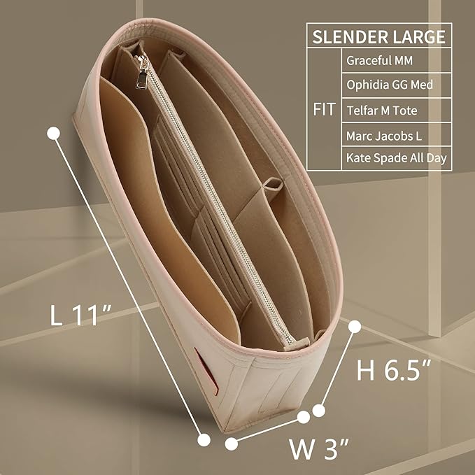 Doxo Purse Organizer Insert & Base Shaper, Felt Handbag & Tote Bag Fit LV Graceful PM More(Beige,SM)
