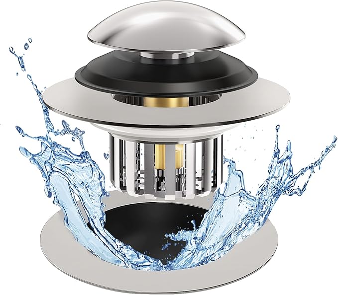 Drain Strainer Universal Tub Stopper Bathtub Drain, Drain Hair Catcher and Cover, Pop Up Tub Stopper Bathtub Drain Plug Cover Replaces Bath Tub Bathtub Drains (Matt Silver)