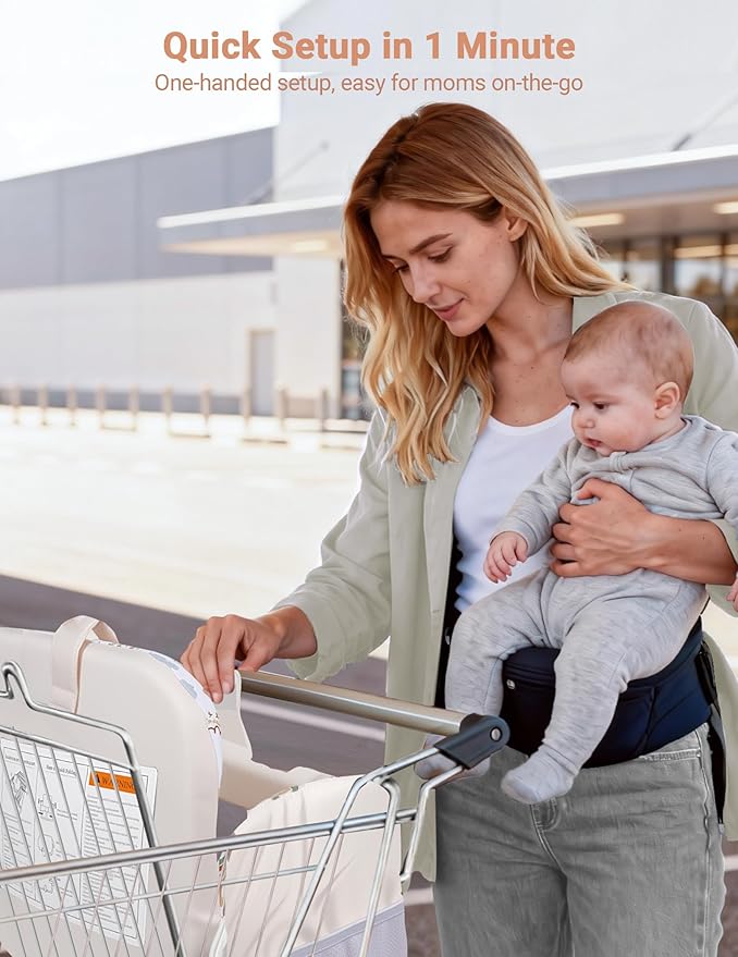 Shopping Cart Cover for Baby Girl and Boy, High Chair Cover for Restaurant, Padded Grocery Cart Seat Cover & Swing Insert for Infant & Toddler, Durable Machine Washable (Cream)
