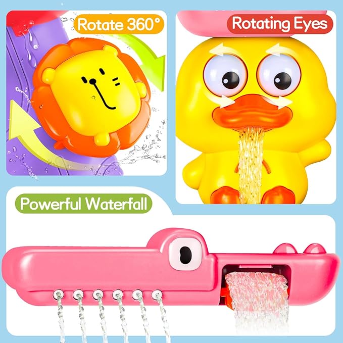 Bath Toys for Kids Ages 1-3: Toddler Bath Toys for 1 2 3 Year Old Girl Gifts - Pink Bathtub Toy for Toddlers 2-4 - Baby Girl Gifts 12+ Months