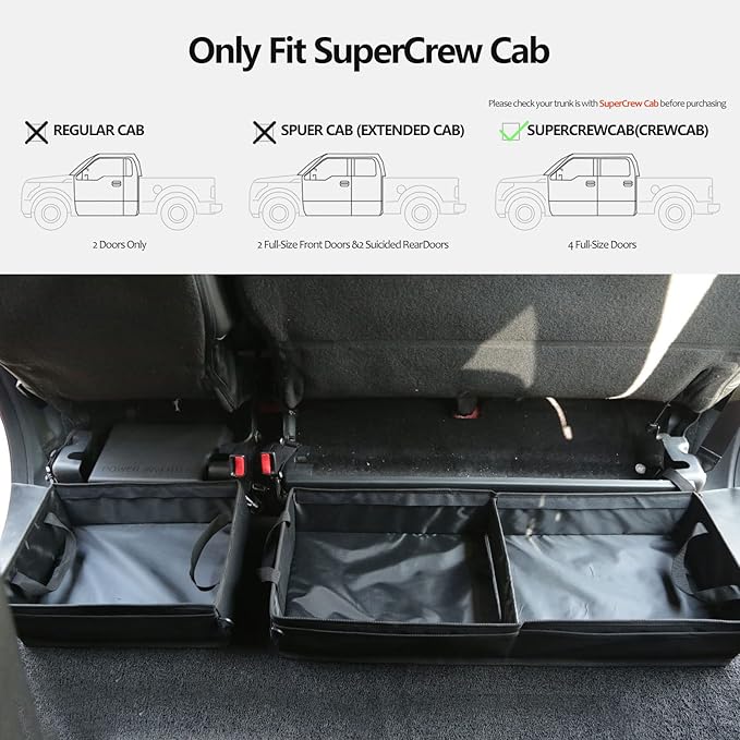 GEEDAR Under Seat Storage Truck Tool Box Organizer for Truck Underseat Storage Ford F150 F250 F350 Chevy Silverado Accessories (3 compartment)
