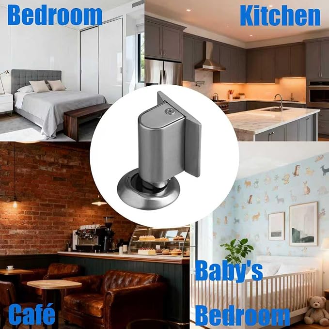 Door Wedge Stopper - 2026 New Magnetic Door Stopper,for Bottom of Door Drill-Free Invisible Indoor Doorstopper, Front Door Stopper Stent, Keeps Door Open Long-Term (Gray 1PC)