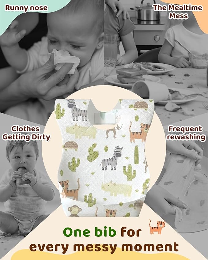 Lictin Disposable Baby Bibs, Individually Packaged, Hygienic and Convenient for Toddler, Baby Travel Essentials, 20/50pcs