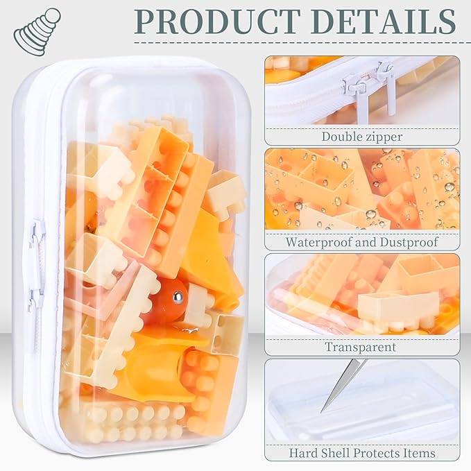 3 Pack Clear Hard Shell Zipper Case, Clear Zipper Pouches Waterproof Makeup Organizer & Travel Toiletry Bag, Plastic Pouch for Office Home Storage Small Size