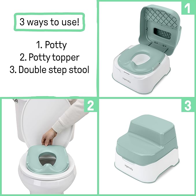 Ingenuity Prepare to Potty 3-in-1 System - Potty Training Toilet, Topper, Step Stool, Easy Setup, for Toddlers Ages 18 Months+