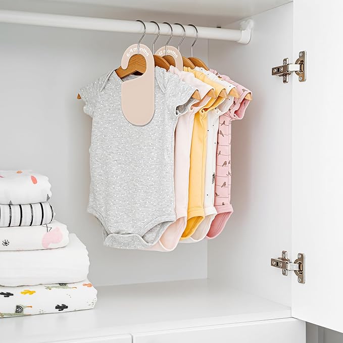 JarThenaAMCS Acrylic Baby Closet Size Dividers Neutral Solid Hanging Clothes Dividers Baby Closet Organizers Thicken Baby Wardrobe Organizers for Home Nursery, 6.7 x 3.7 Inch, 8Pcs