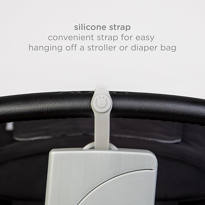 Ubbi On-The-Go Baby Wipes Dispenser, Portable Wipes Container for Travel, Diaper Bag Accessory Must Have for Newborns, Reusable Wipes Holder, Gray
