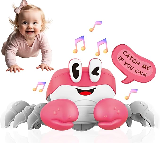 BEKILOLE Tummy Time Toys Baby Toys 6-12 Months | Musical Toddler Boys Girls Birthday Gift for Age 0+ Months | Battery NOT Included - Pink