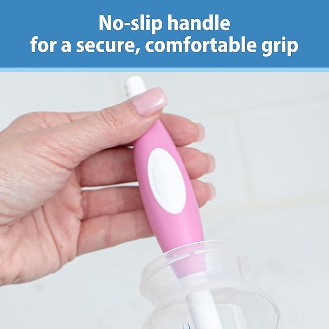 Dr. Brown's Soft Touch No Scratch Baby Bottle Cleaning Brush, Nipple Cleaner & Suction Cup Base for Easy Storage, BPA Free, Pink (Pack of 4)