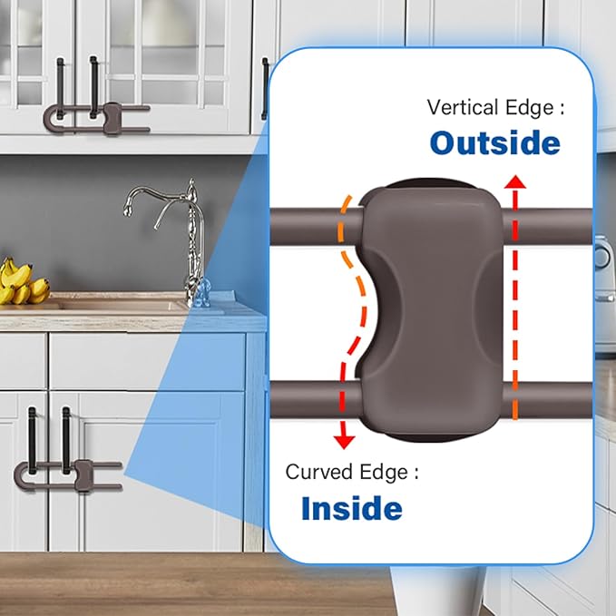 Cabinet Locks for Babies, Baby Proofing Cabinets, 6 Pack U-Shaped Child Locks for Cabinets, Child Proof Cabinet Latches,Child Safety Cabinet Locks with Adjustable by SPISPI(Brown)