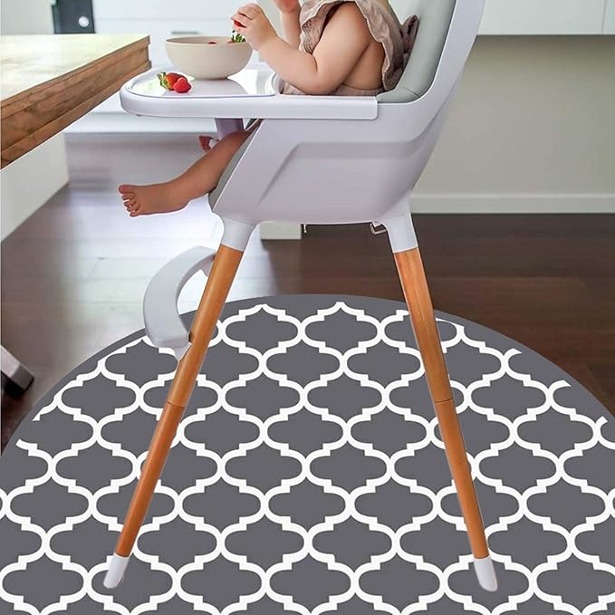 Round Splat Mat for Under High Chair/Arts/Crafts by CLCROBD, 53" Baby Anti-Slip Food Splash and Spill Mat for Eating Mess, Waterproof Floor Protector and Table Cloth (Round Lattice)