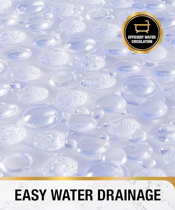 HITSLAM Bathtub Mat Non Slip, 27x15 Inch Bubble Oval Bath Tub Mat for Bathroom, Machine Washable Shower Mat with Suction Cups and Drain Holes, Clear