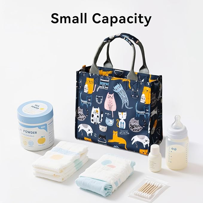 PHEBEN Small Diaper Bag Tote Waterproof Travel Mini Diaper Bag Multi-Function Baby Handbag Crossbody Purse(Cat Paradise)