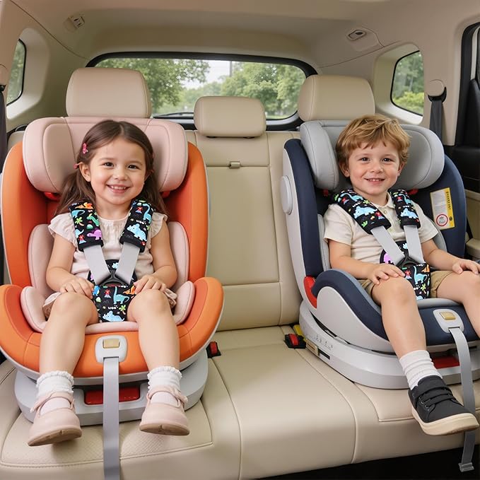 3 Pcs Car Seat Stroller Straps Pads for Baby, Newborn Soft Shoulder Strap and Crotch Covers, Universal Shoulder Straps Pads for Car Seat, Pushchair, High Chair (Dinosaur)