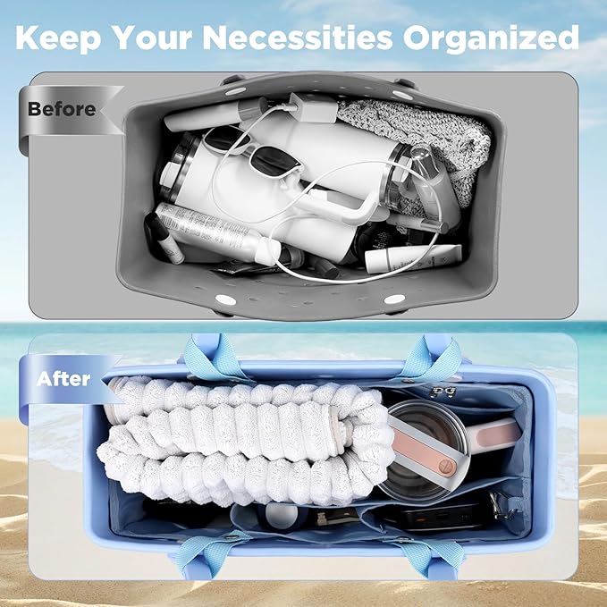 OUTXE Beach Bag Organizer Compatible with Baby Bogg Bag Accessories Inserts, Lightweight Mesh Insert Divider Pouch for Small Bogg Bags, Beach Tote Bags Insert for Organizing