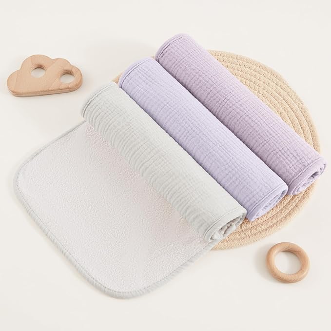 Susurration Muslin Burp Cloths, Soft Baby Burping Cloths for Unisex Boys and Girls, Newborn Essentials Large Extra Absorbent Washcloths, 20x10in, 6 Pack