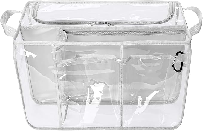 Clear Beach Bag Organizer Insert Compatible with BOGG BAG Original X Large, Zipper Organizer Liner Compatible with BOGG BAG Original X Large, Insert Divider Pouch with 2 Compartments, Gray