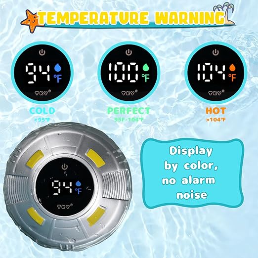 Baby Bath Thermometer with Floating Toys - Digital Water & Room Temperature Monitor, Rechargeable Thermometer with Alerts for Newborn Bath Essentials, Infant Safety