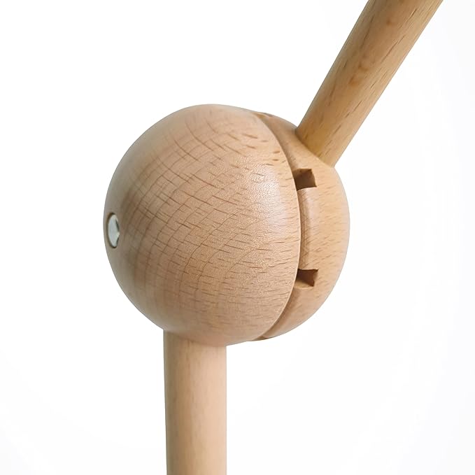 Crib Mobile Arm - 360° Adjustable Wooden Baby Mobile Hanger for Crib (31 inch, 100% Natural Beech Wood) - Strong Anti Slip Attachment - Nursery Décor for Boys, Girls