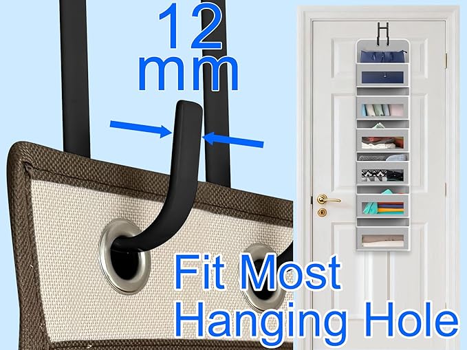 Mars-Rock Over the Door Twin Metal Hooks with Plastic Coating 5.5" Fit 0.5" to 1 3/8" Door 2 Sets Heavy Duty Towel Robe Rack Wreath Bathroom Shower Hanger Shoe Organizer Ironing Board Short Black