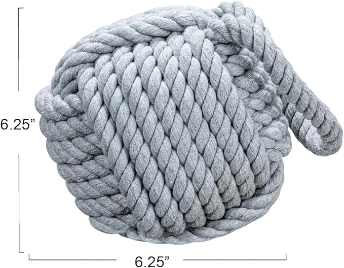 Nautical Rope Knot Decorative Cotton Door Stop, Grey