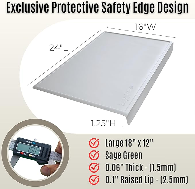 Silicone Craft Mat for Painting, PlayDoh and Art Projects with Angle-Protective Safety Edge – Toddlers & Kids Placemat – Non-Slip & BPA-Free Food Mat – 1.5mm Thick, 24"x16", Cloud Gray